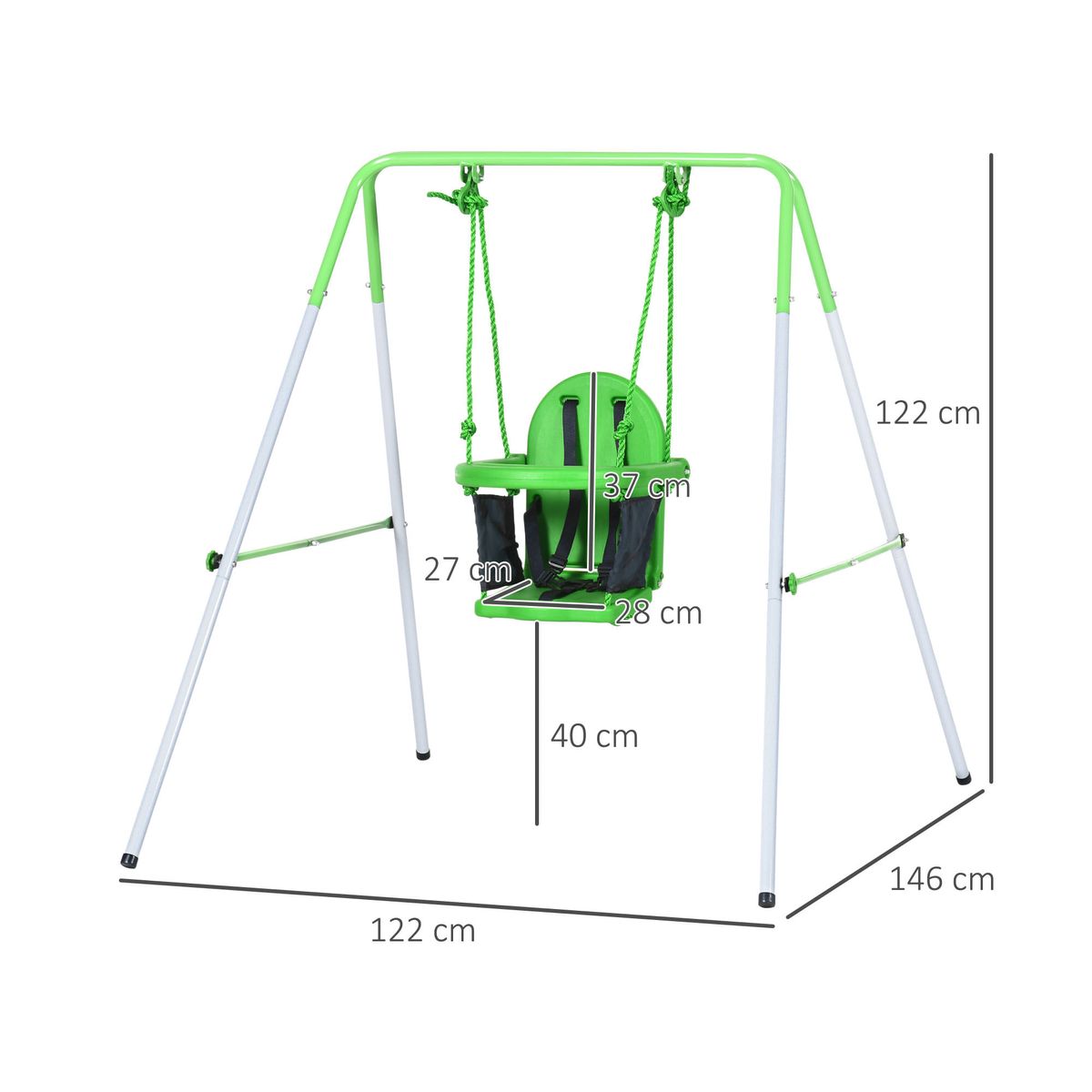 Columpio-infantil-Huelva-Outsunny-6-36M-proteccion-360º-verde-122x122x146-cm