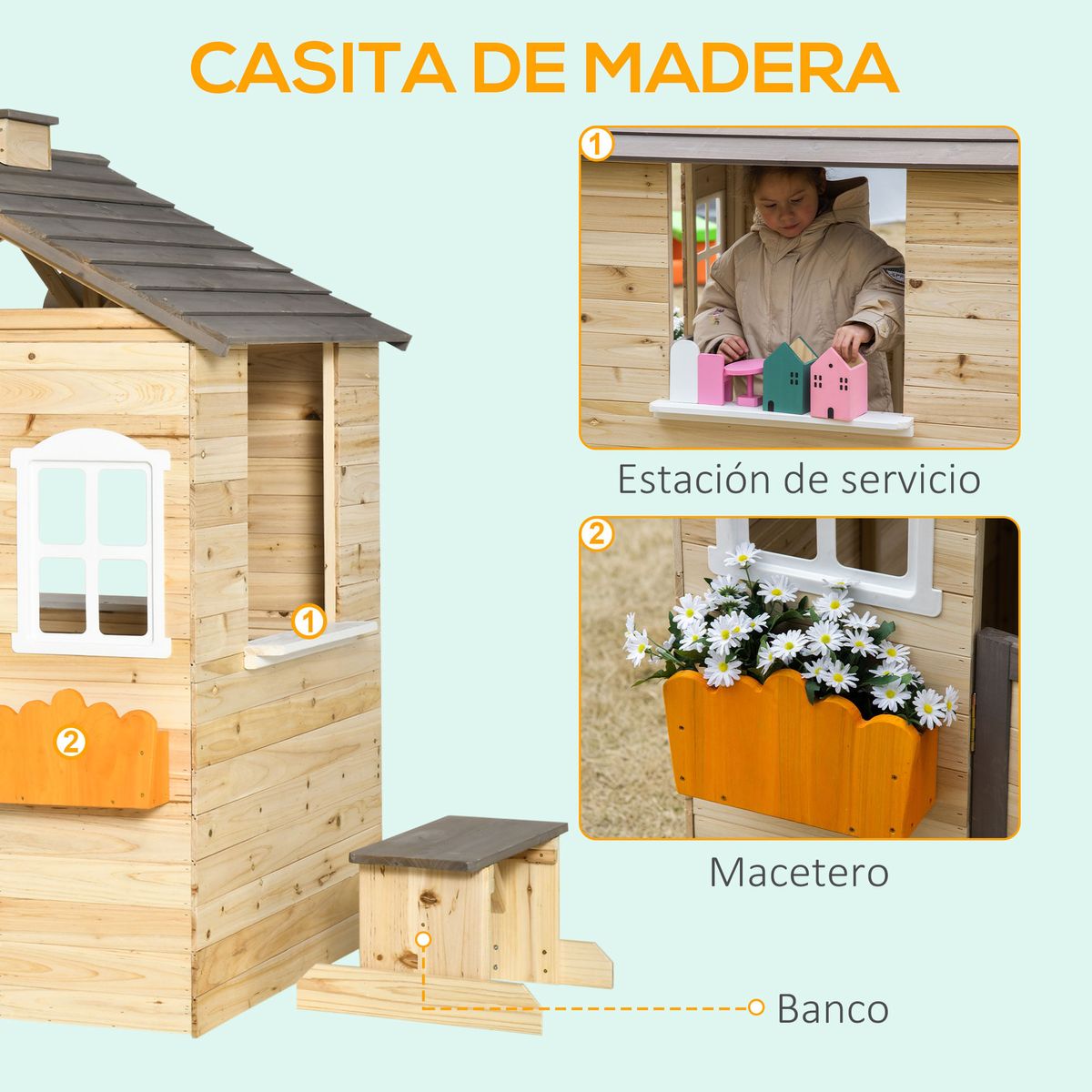 Casita-infantil-Cadiz-Outsunny-banco---maceteros-natural-1345x113x94-cm