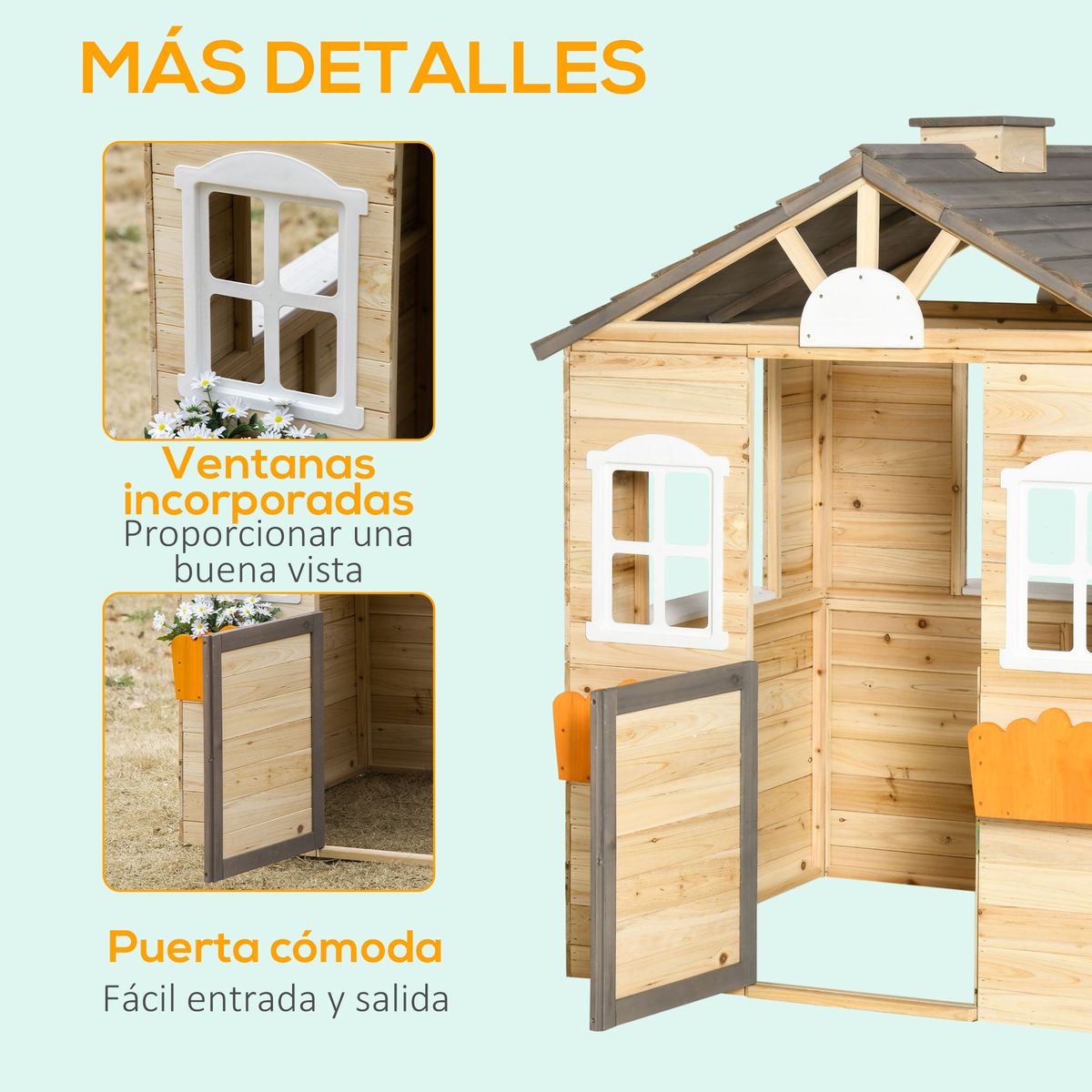 Casita-infantil-Cadiz-Outsunny-banco---maceteros-natural-1345x113x94-cm