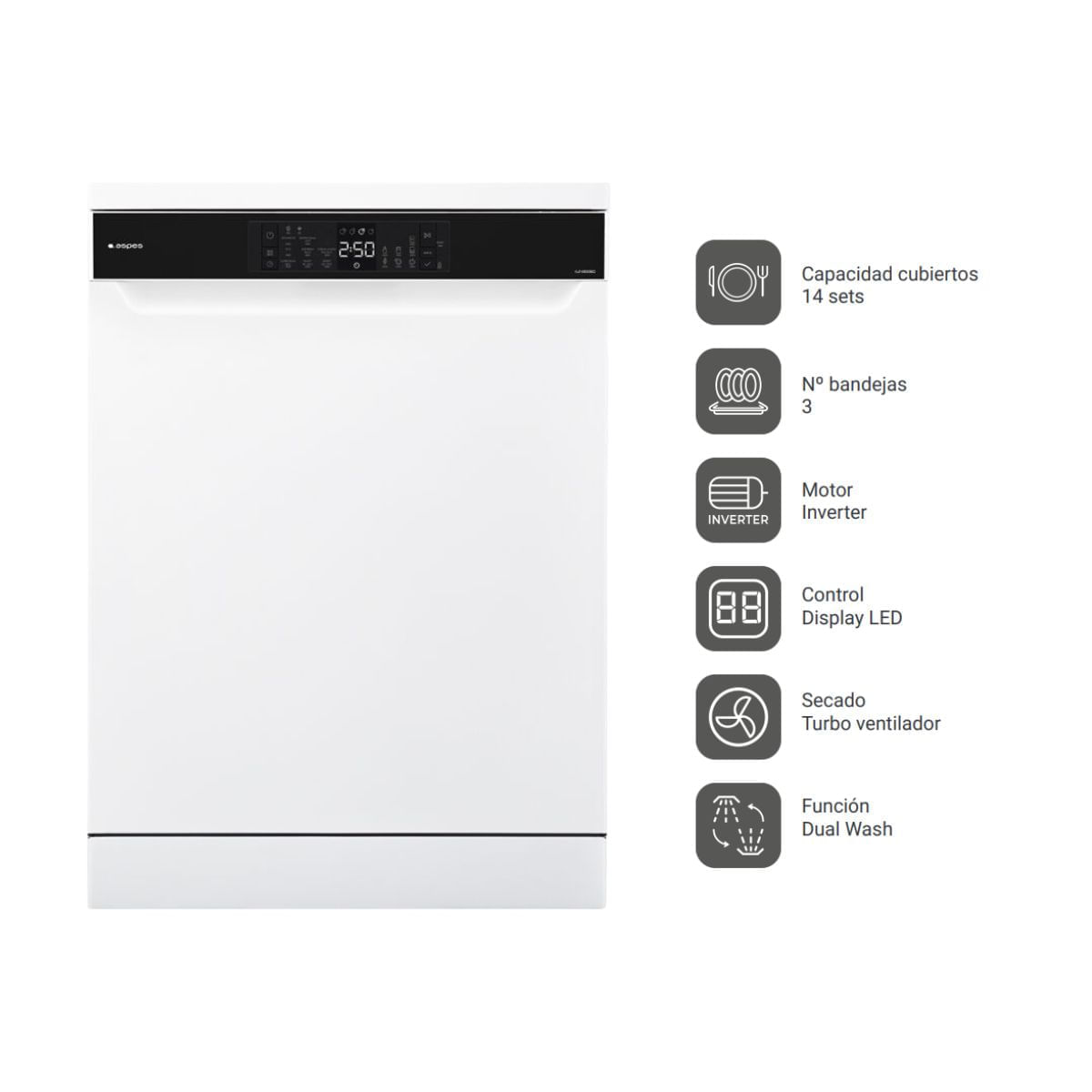 Lavavajilas-Aspes-AJ14600BD-14-cubiertos-8-programas-B-blanco-60-cm