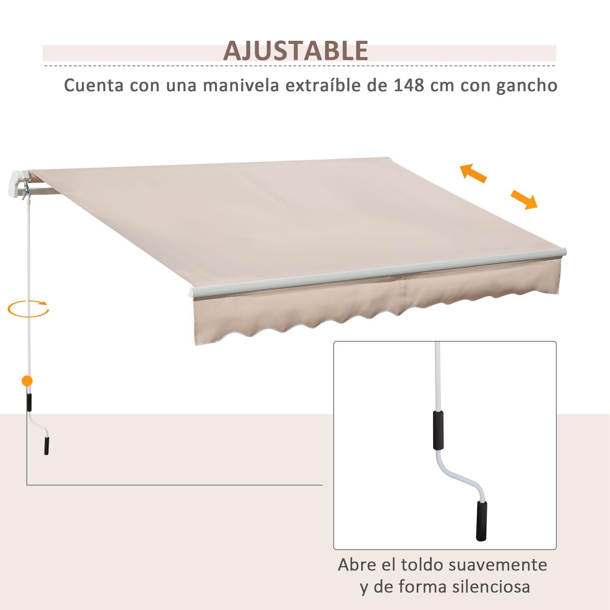 Toldo-manual-Almeria-Outsunny-retractil-anti-UV-beige-295x200-cm