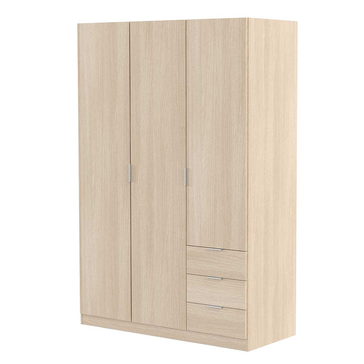 Armario-LC-3-puertas---3-cajones-roble-180x121x52-cm