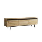 Mueble de TV Plateau 3 puertas abatibles natural/negro 45x160x35 cm