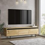 Mueble de TV Plateau 3 puertas abatibles natural/negro 45x160x35 cm