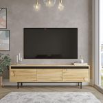 Mueble de TV Plateau 3 puertas abatibles natural/negro 45x160x35 cm