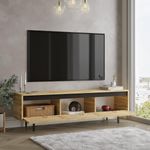 Mueble de TV Plateau 3 puertas abatibles natural/negro 45x160x35 cm