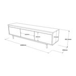 Mueble de TV Plateau 3 puertas abatibles natural/negro 45x160x35 cm