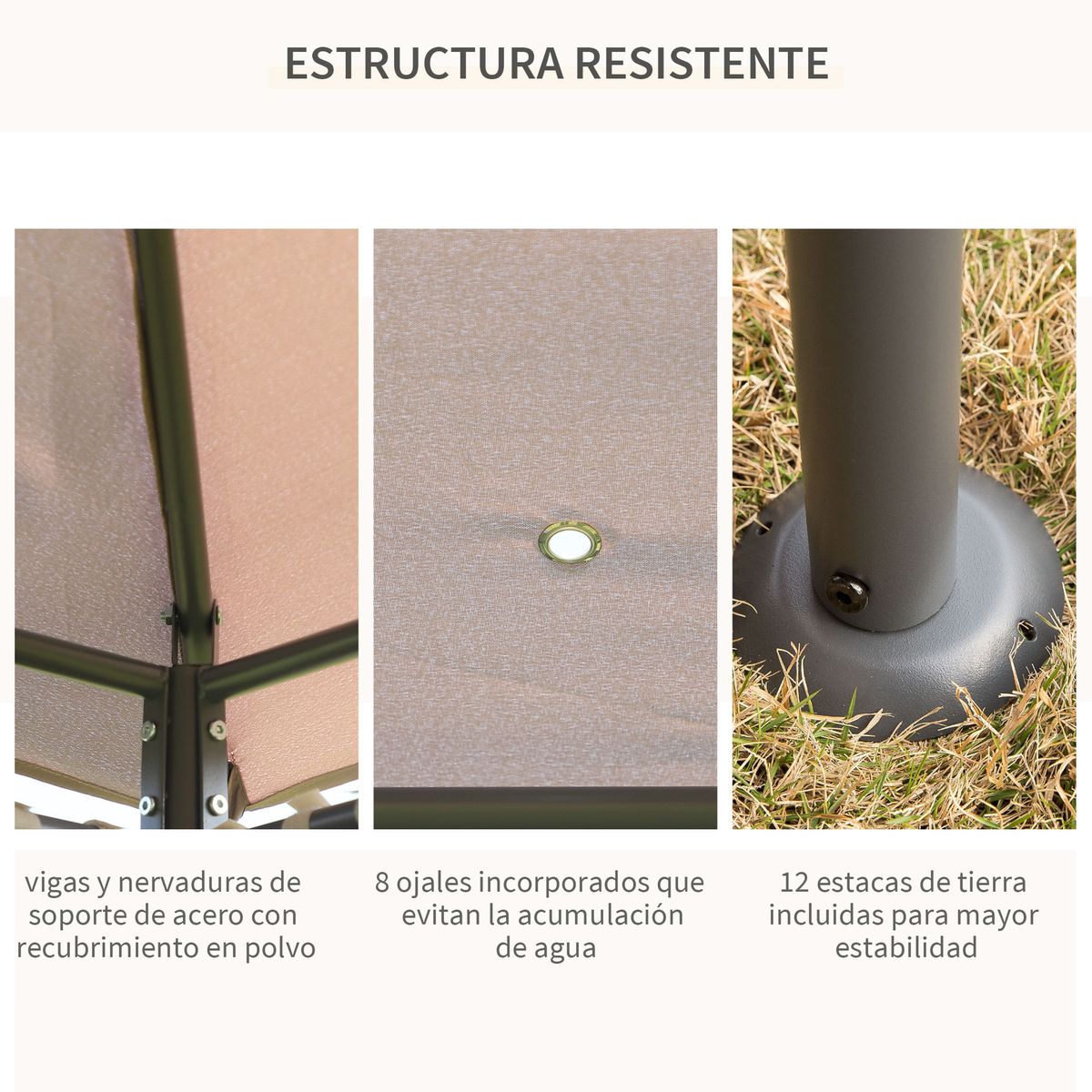 Cenador-Tenerife-Outsunny-cortinas-extraibles---orificios-de-drenaje-gris-272x400x300-cm