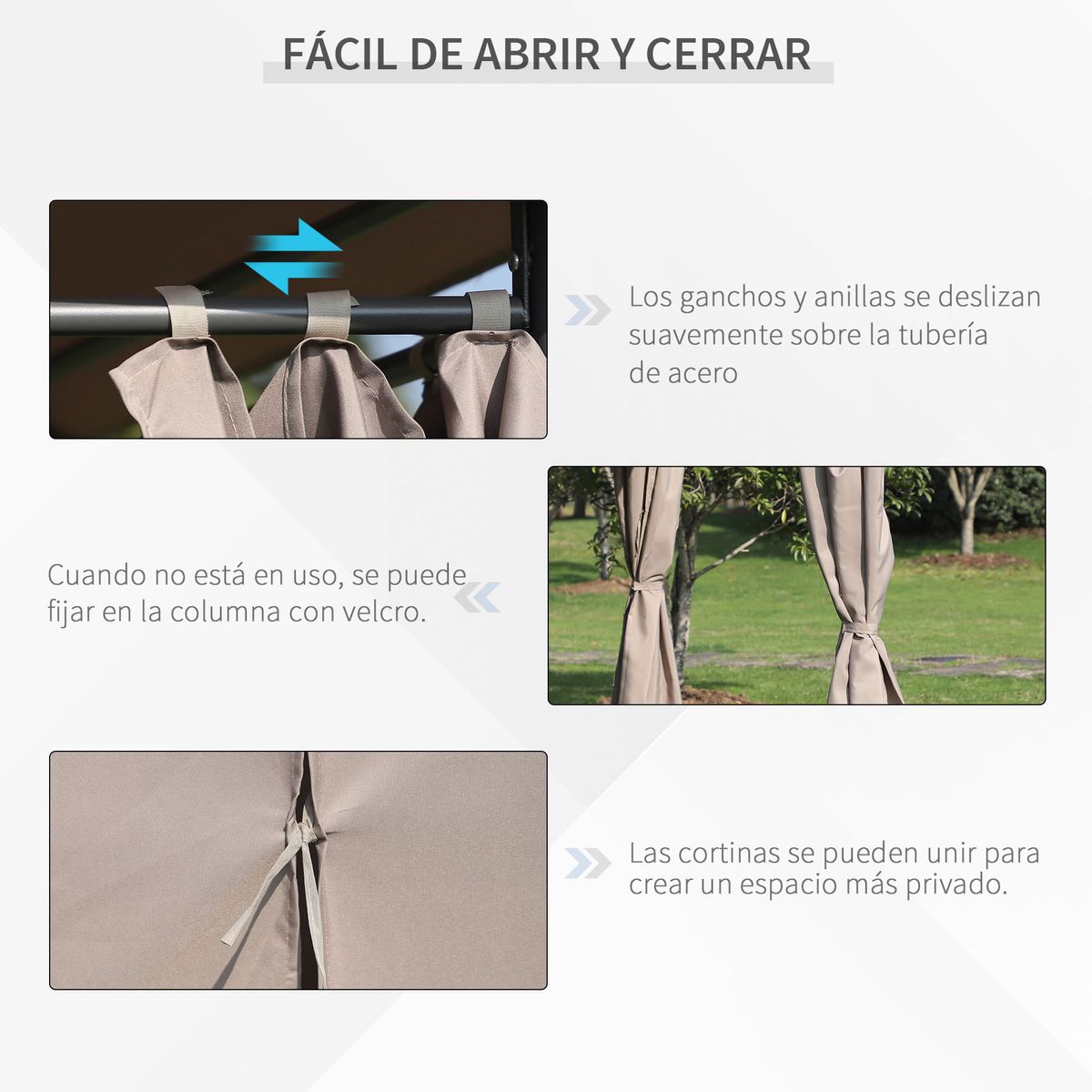 Cenador-Tenerife-Outsunny-cortinas-extraibles---orificios-de-drenaje-gris-272x400x300-cm