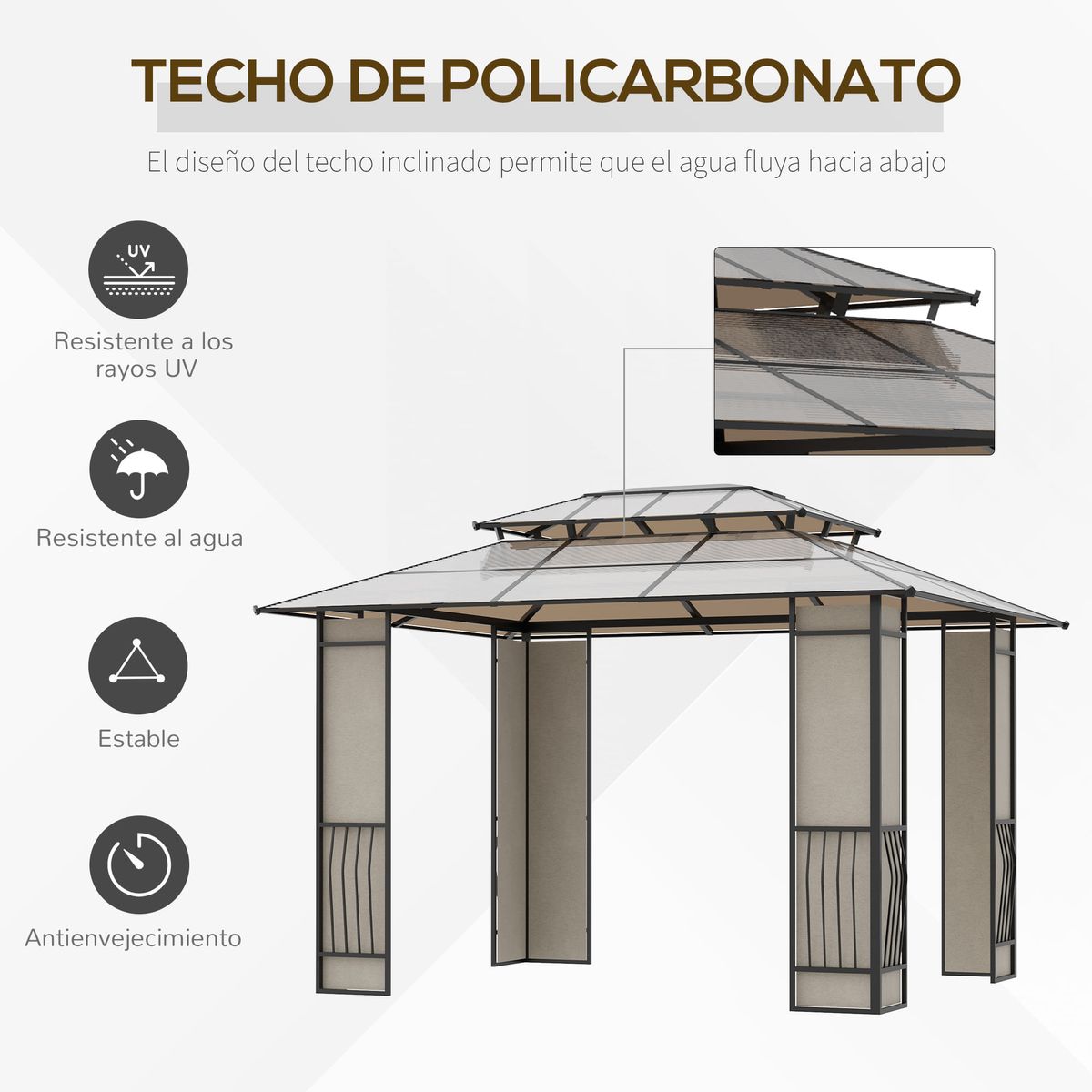 Cenador-Almanzor-Outsunny-techo-doble-marron-275x365x300-cm