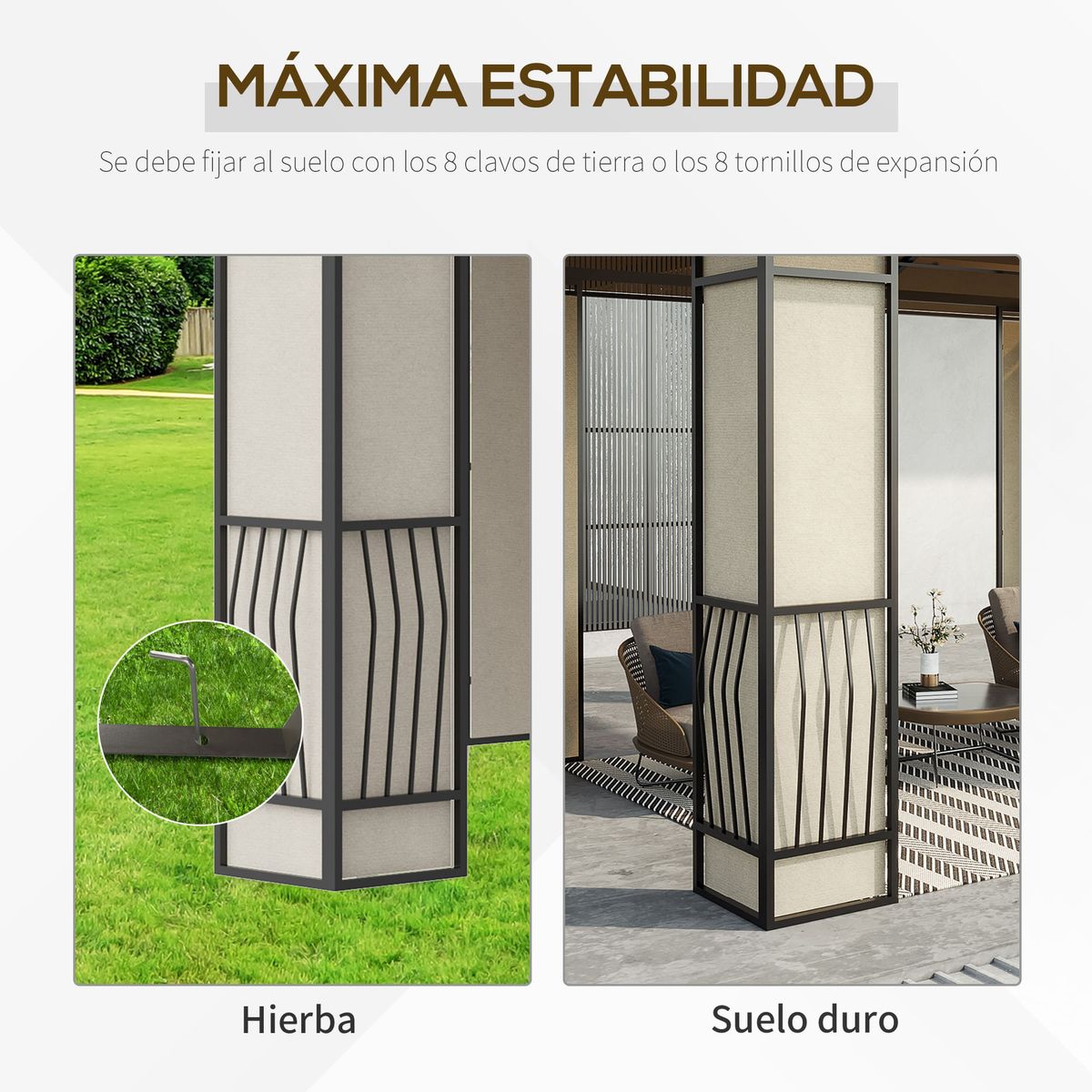 Cenador-Almanzor-Outsunny-techo-doble-marron-275x365x300-cm