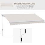 Toldo-manual-Badajoz-Outsunny-proteccion-UV50--crema-200x250-cm