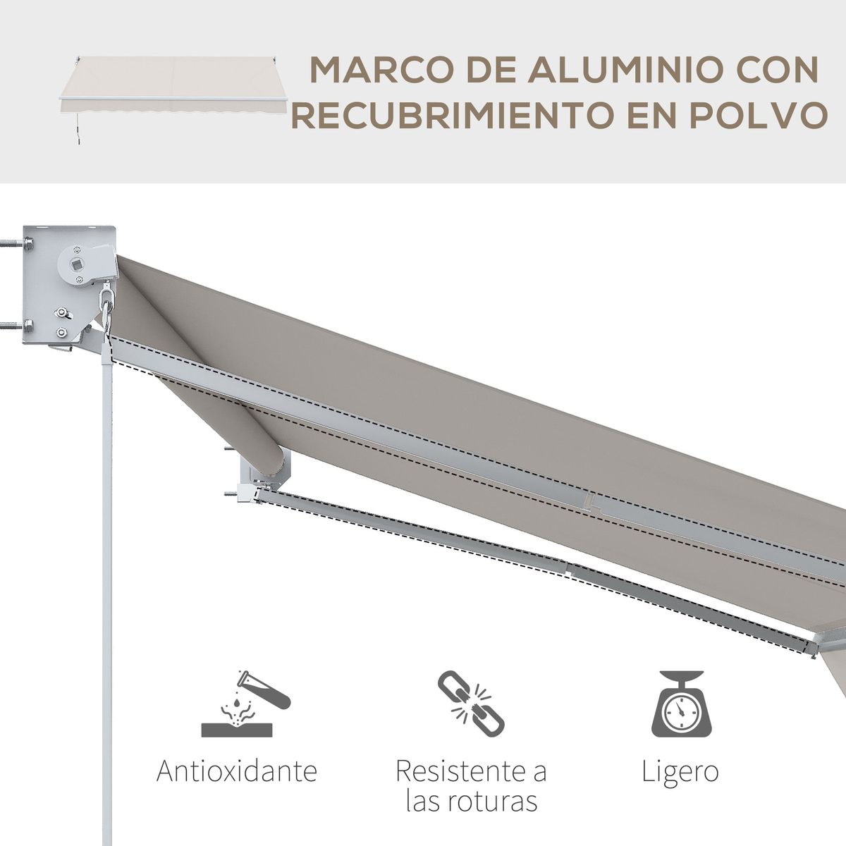 Toldo-manual-Badajoz-Outsunny-proteccion-UV50--crema-200x250-cm
