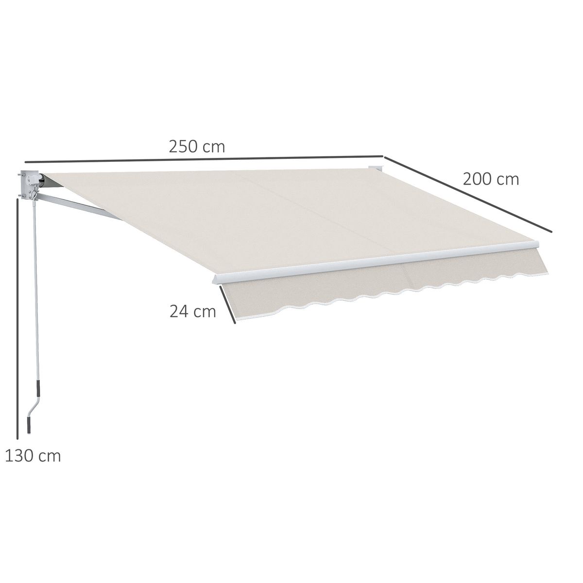 Toldo-manual-Badajoz-Outsunny-proteccion-UV50--crema-200x250-cm