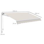 Toldo-manual-Badajoz-Outsunny-proteccion-UV50--crema-200x250-cm