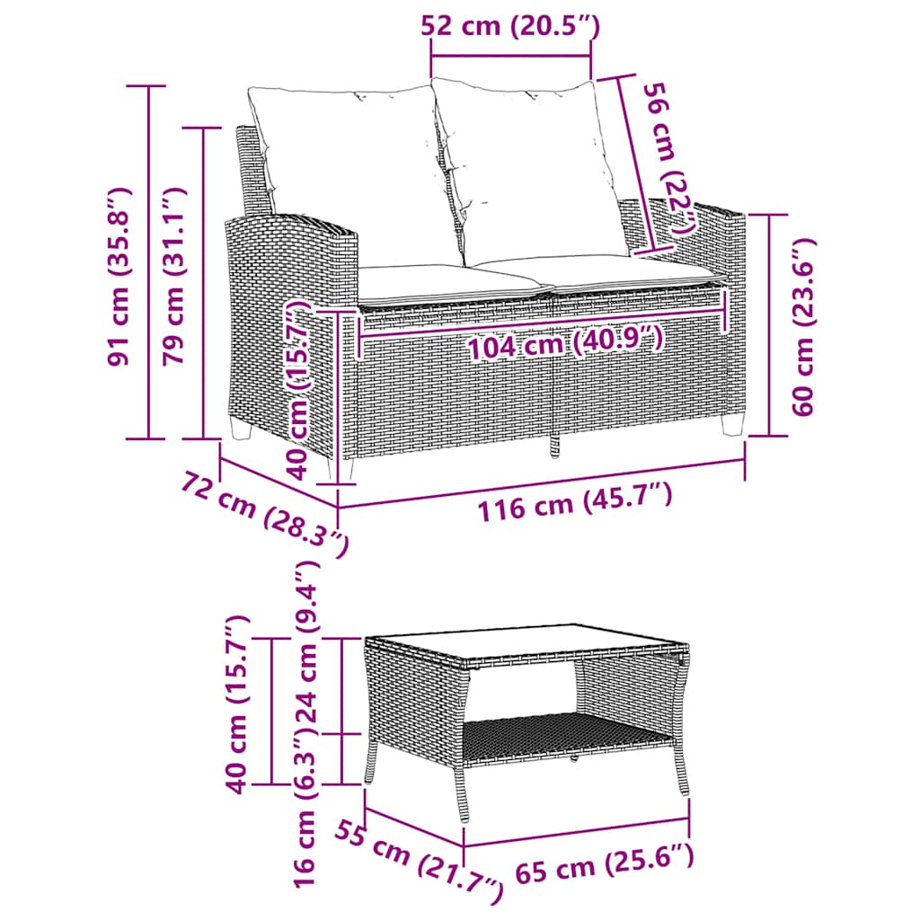 Conjunto-de-jardin-Aracar-sofa-doble---mesa-gris-medidas