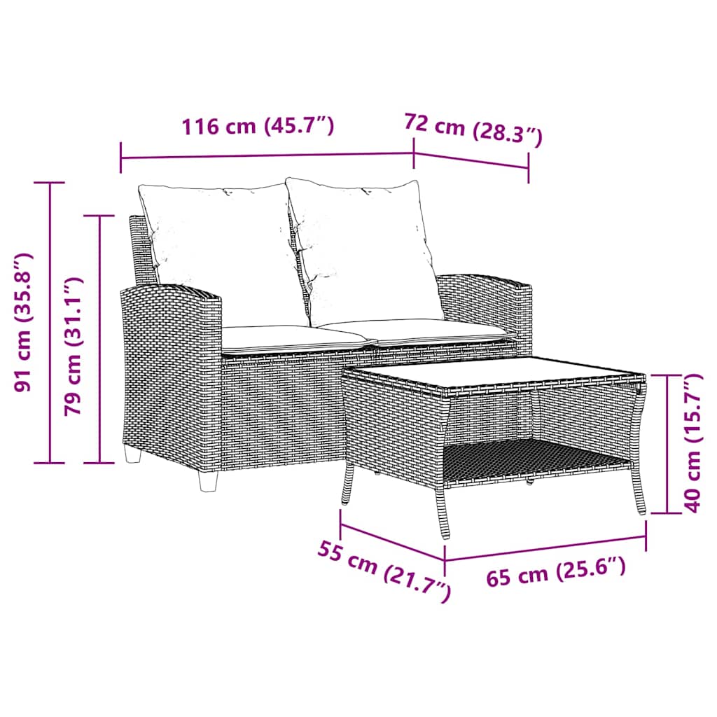 Conjunto-de-jardin-Aracar-sofa-doble---mesa-gris-medidas
