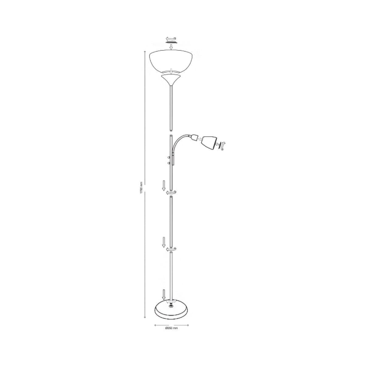 Lampara-de-pie-Torino-Bel-Air-80W---brazo-orientable-blanco-Ø25x179-cm