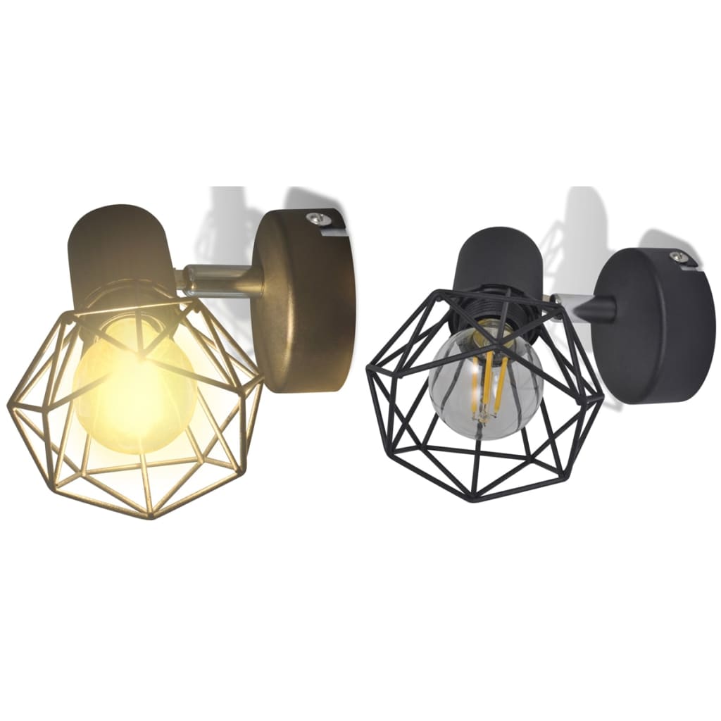 Pack-de-2-apliques-de-pared-Boston---bombillas-LED-negro-