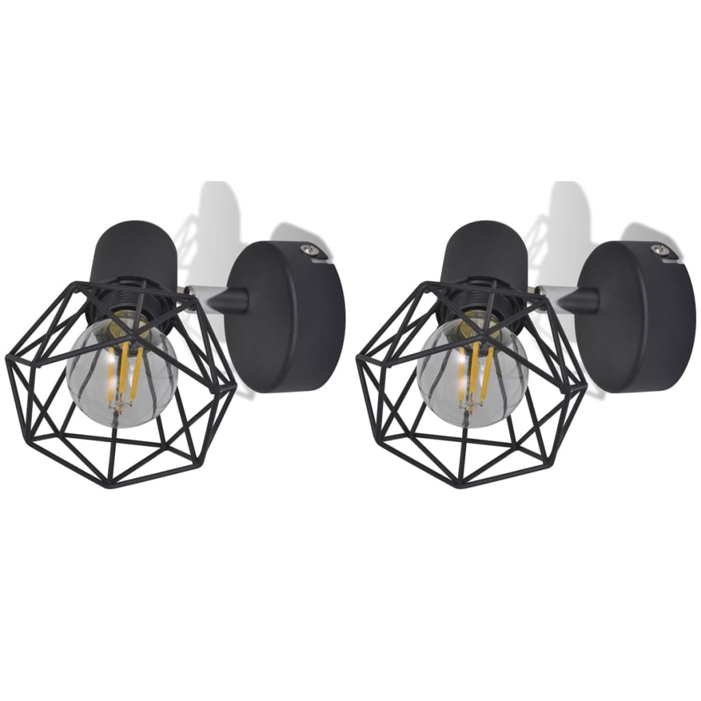 Pack-de-2-apliques-de-pared-Boston---bombillas-LED-negro-