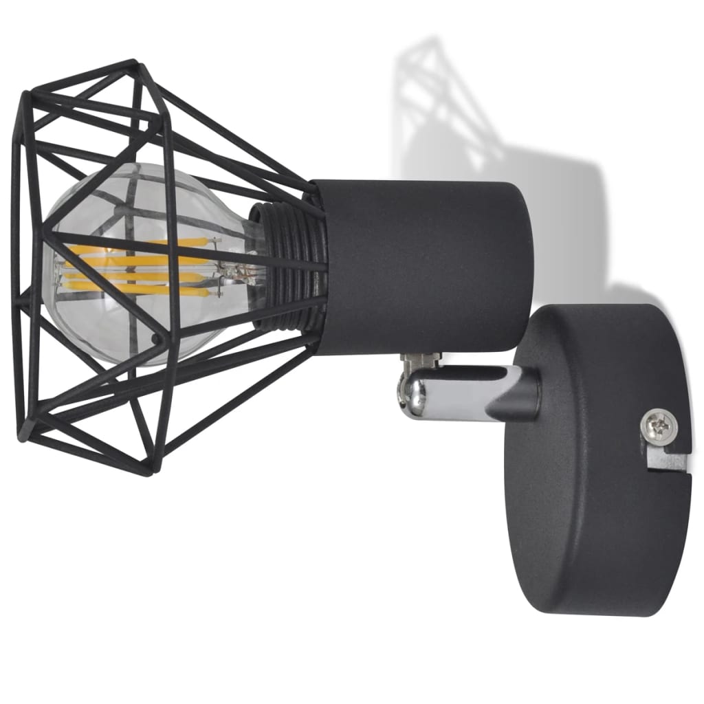 Pack-de-2-apliques-de-pared-Boston---bombillas-LED-negro-