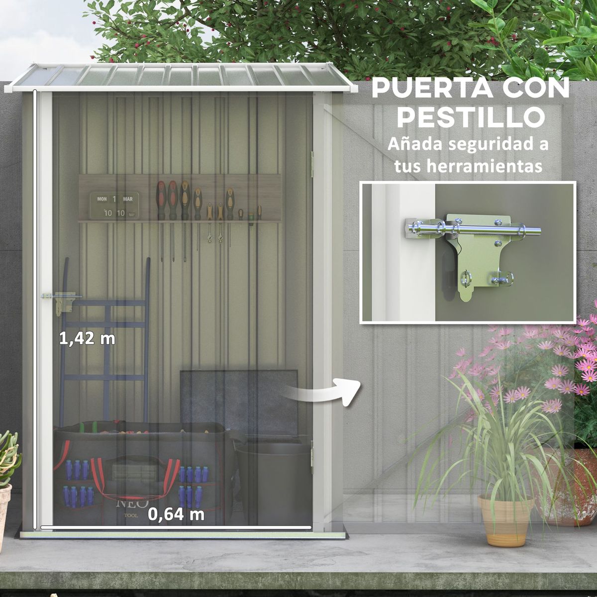 Caseta-de-jardin-Quebec-Outsunny-puertas---ventilacion---techo-inclinado-156x236x174-cm