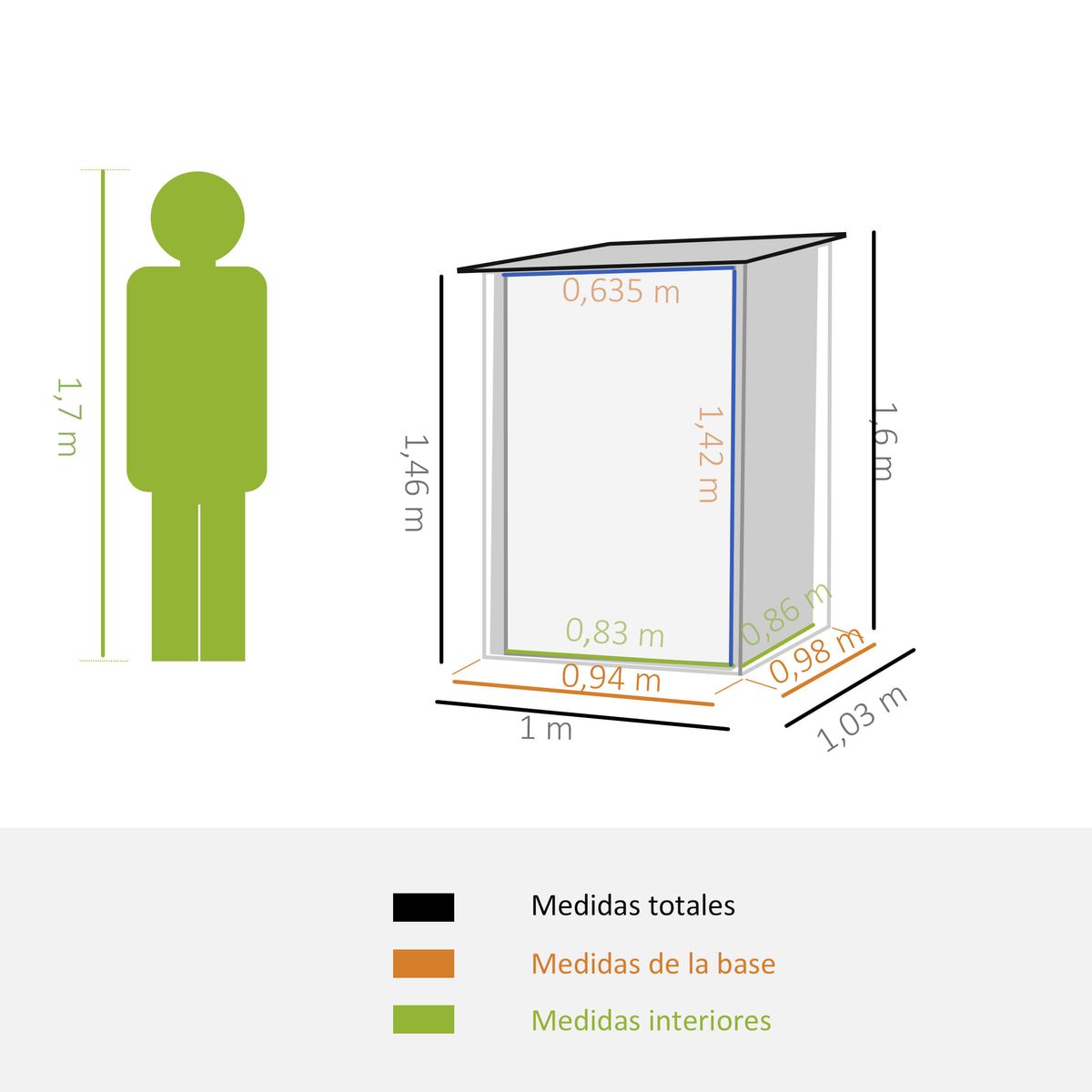 Caseta-de-jardin-Toronto-Outsunny-puertas---ventilacion---techo-inclinado-gris-156x236x174-cm
