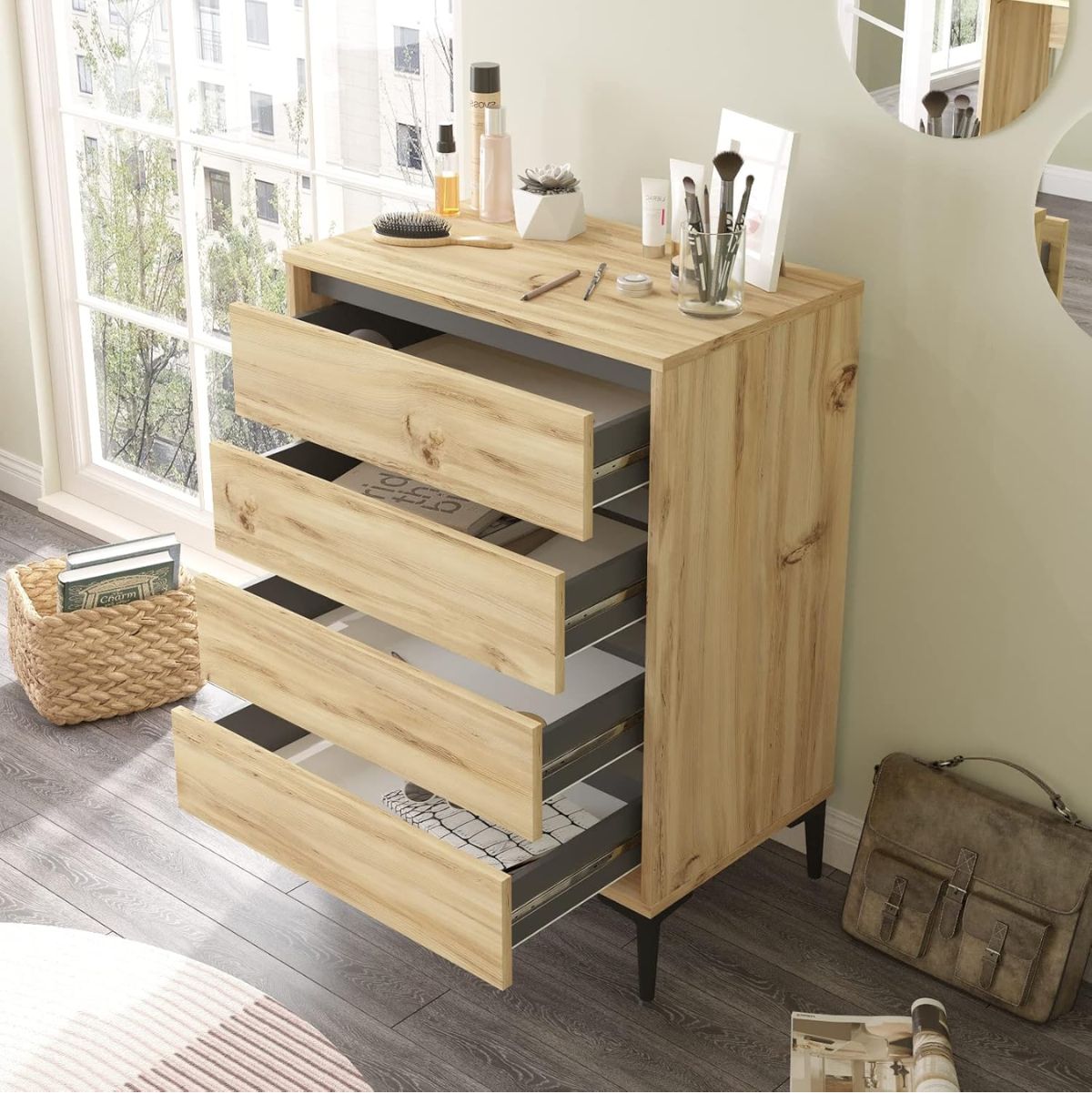 Comoda-Peca-4-cajones-natural-antracita--98x72x45-cm