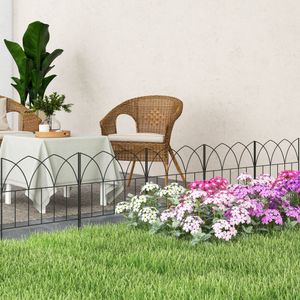Pack de 5 vallas de jardín Margarita Outsunny personalizable negro 45,5x205 cm