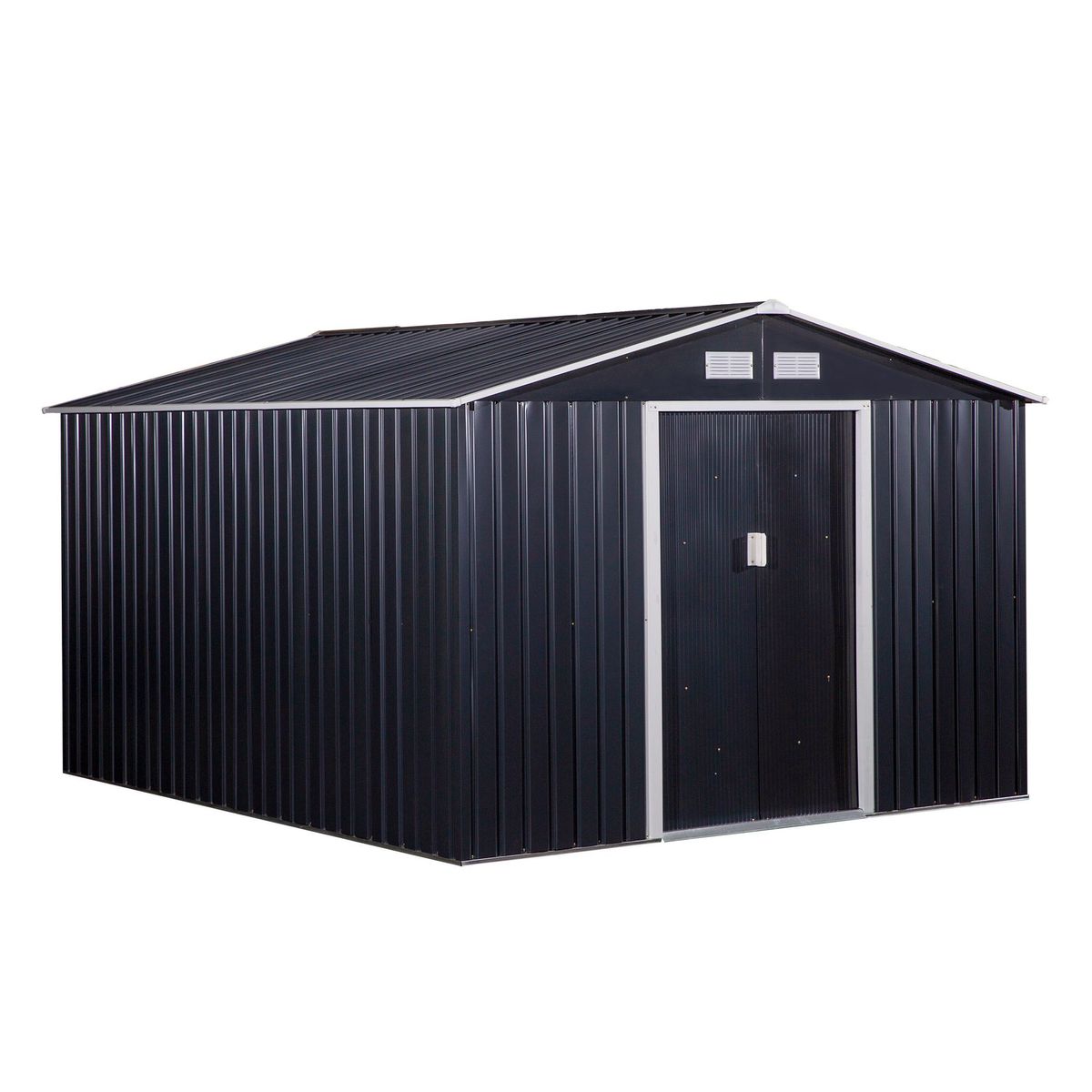 Caseta-de-jardin-Graham-Outsunny-puertas-correderas-gris-192x277x322-cm