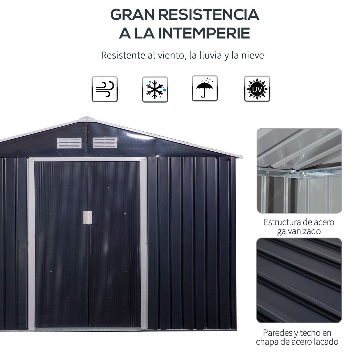 Caseta-de-jardin-Graham-Outsunny-puertas-correderas-gris-192x277x322-cm