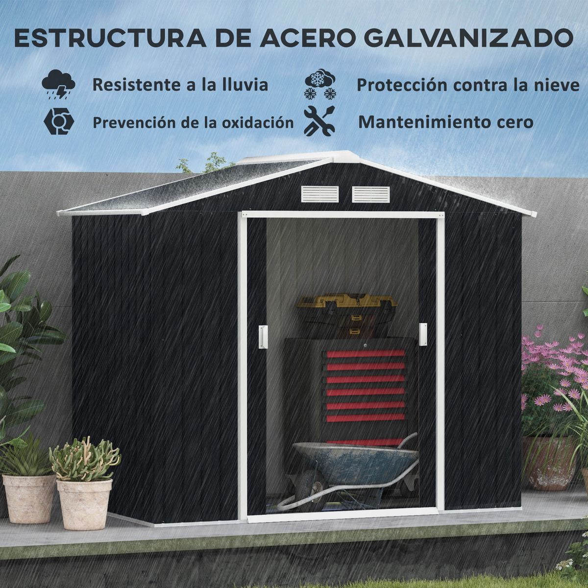 Caseta-de-jardin-Ontario-Outsunny-puertas-correderas-gris-oscuro-185x213x130-cm-