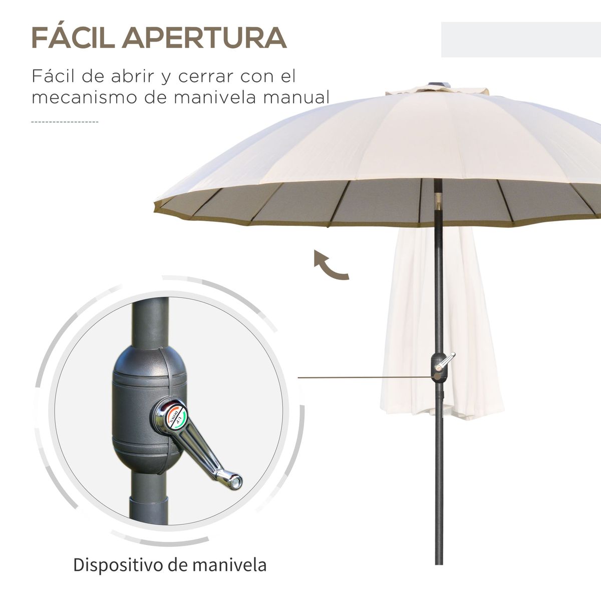 Sombrilla-Austin-Outsunny-angulo-ajustable-crema-Ø250x240-cm