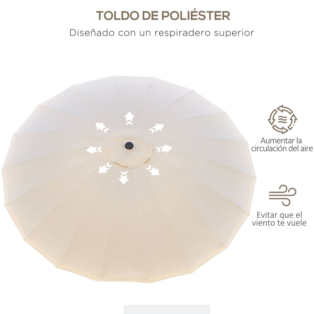 Sombrilla-Austin-Outsunny-angulo-ajustable-crema-Ø250x240-cm