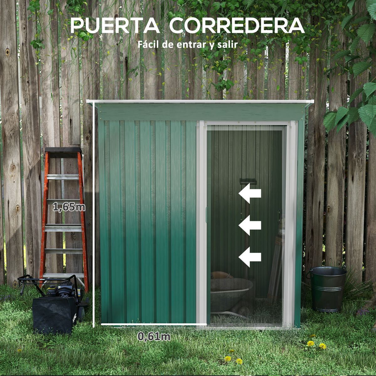 Caseta-de-jardin-Salem-puerta-corredera-verde-182x163x89-cm-