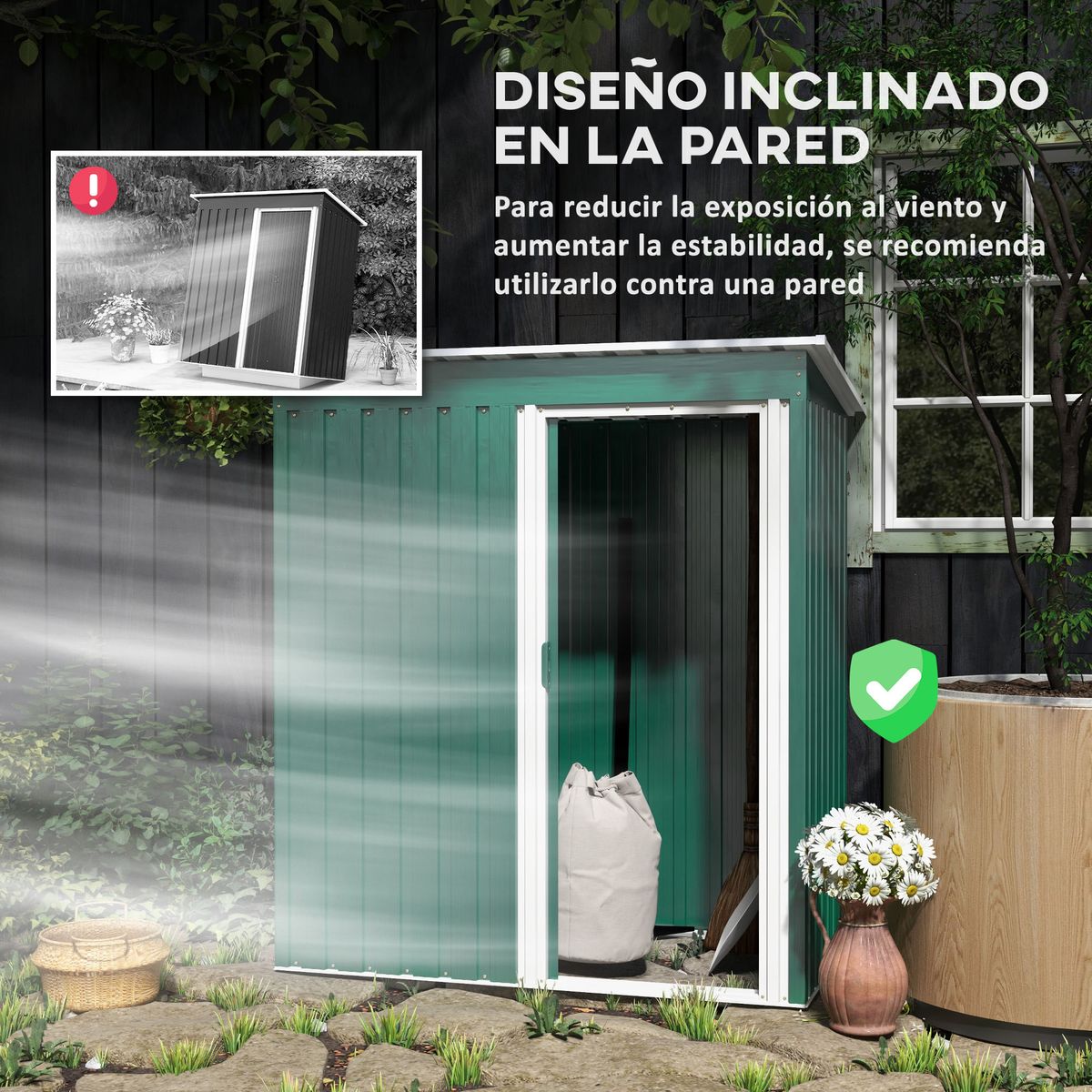 Caseta-de-jardin-Salem-puerta-corredera-verde-182x163x89-cm-