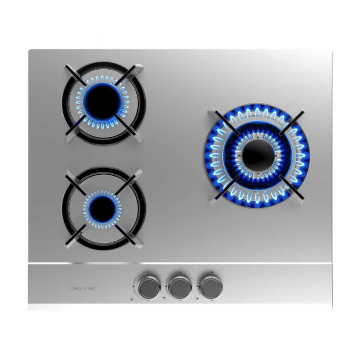 Placa-de-gas-Cecotec-Bolero-Squad-G-3200S-6260W-3-fuegos-inox-58-cm