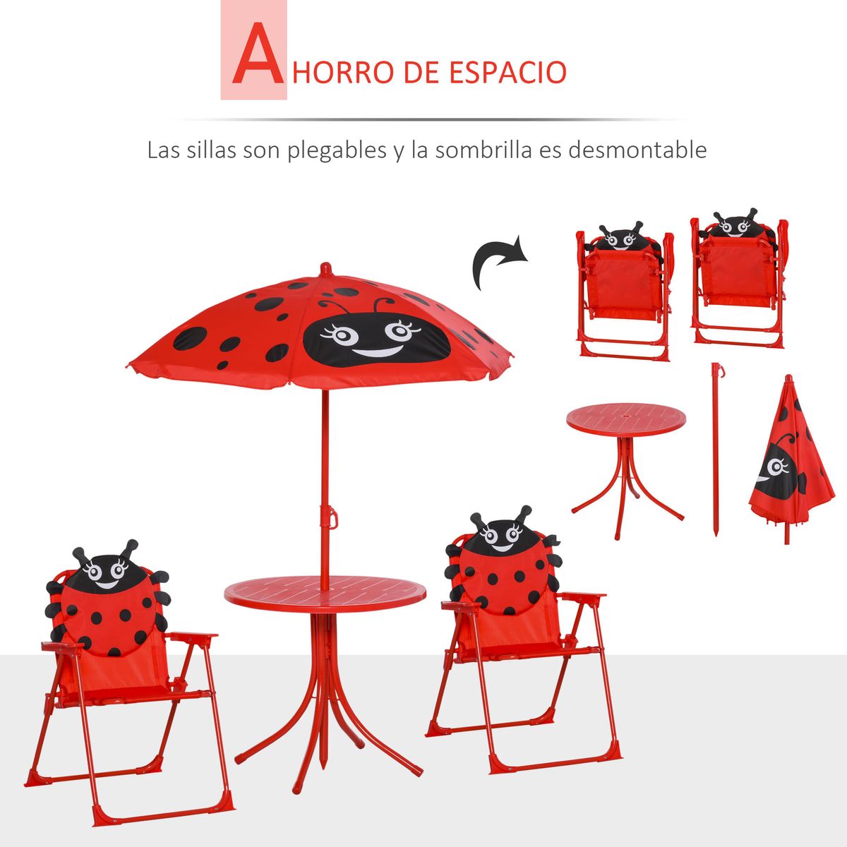 Conjunto-de-jardin-infantil-Mariquita-Outsunny-sombrilla---mesa---2-sillas-rojo-