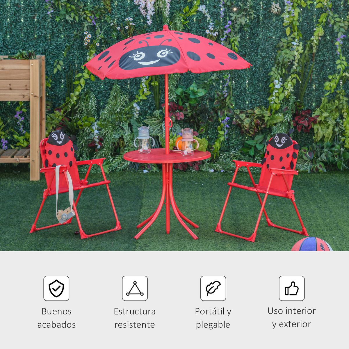 Conjunto-de-jardin-infantil-Mariquita-Outsunny-sombrilla---mesa---2-sillas-rojo-