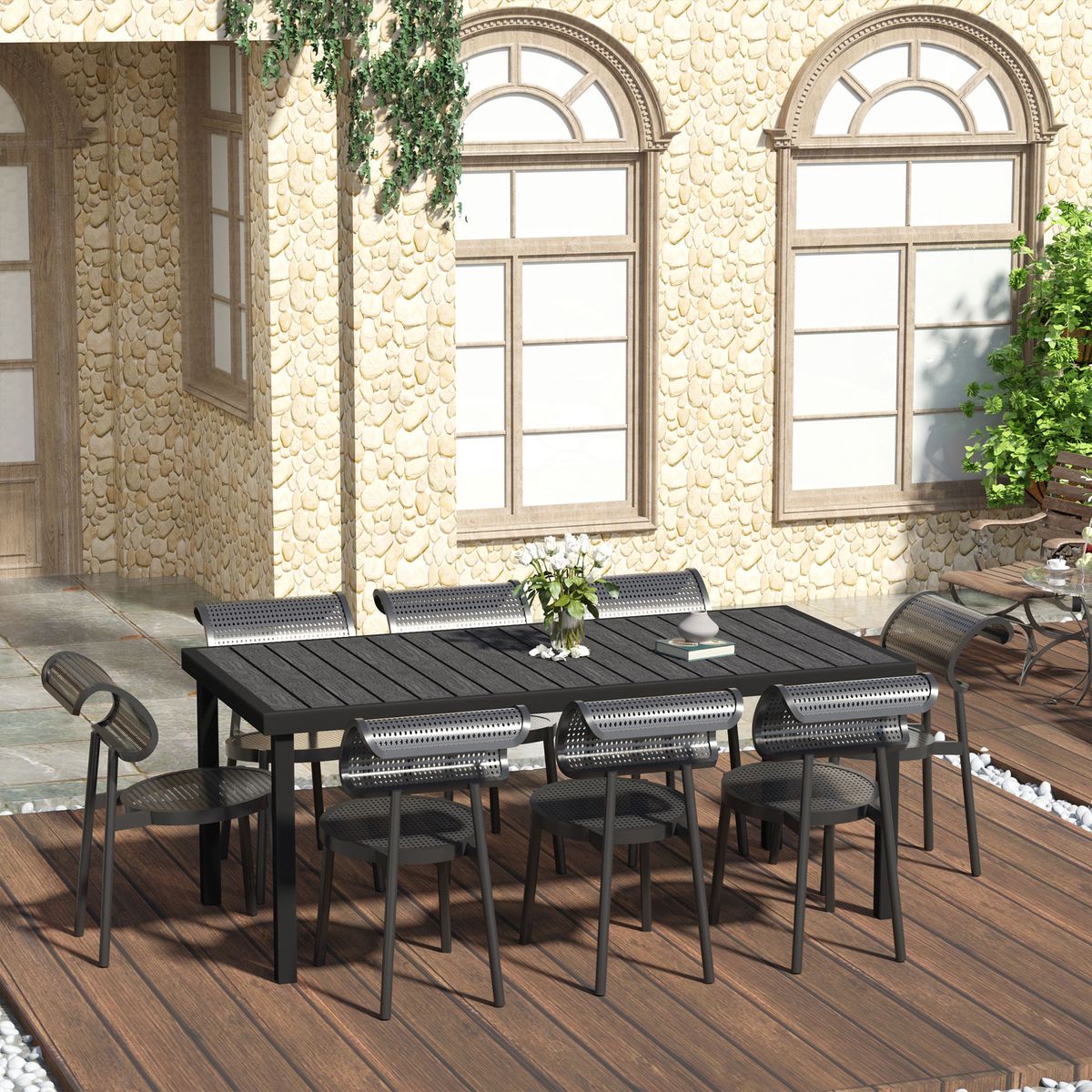 Mesa-de-jardin-Kuma-Outsunny-8-personas-negro-74x190x90-cm-animada