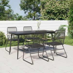 Conjunto de jardín Bolonia 4 sillas + mesa de comedor negro