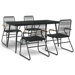 Conjunto de jardín Bolonia 4 sillas + mesa de comedor negro