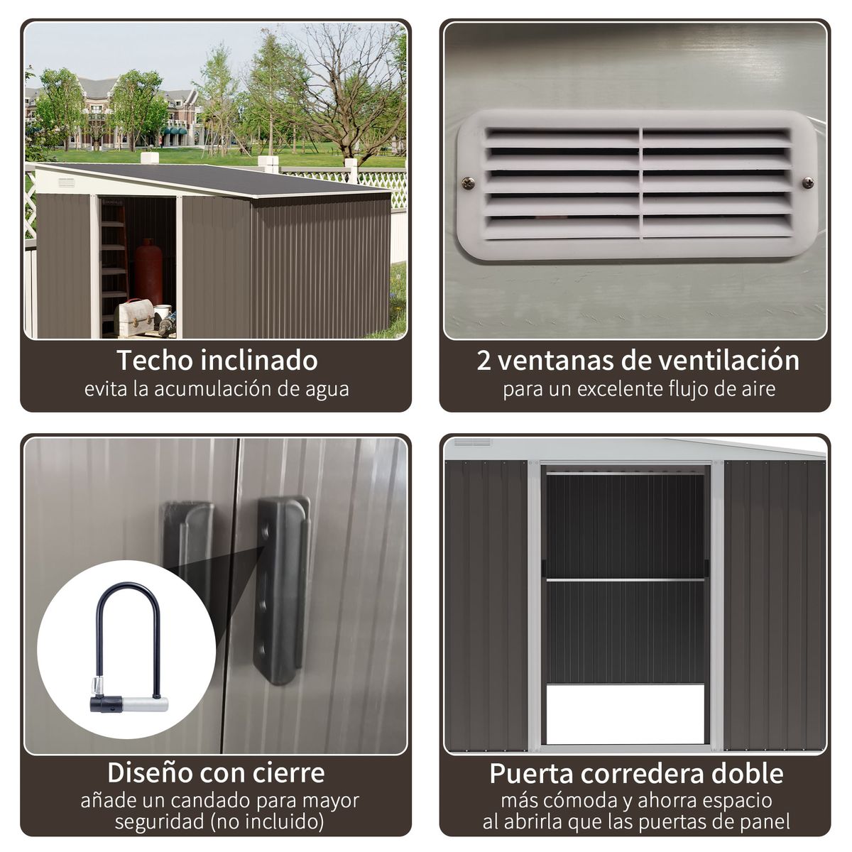 Caseta-de-jardin-Boston-Outsunny-doble-puerta-corredera-gris-201x280x345-cm