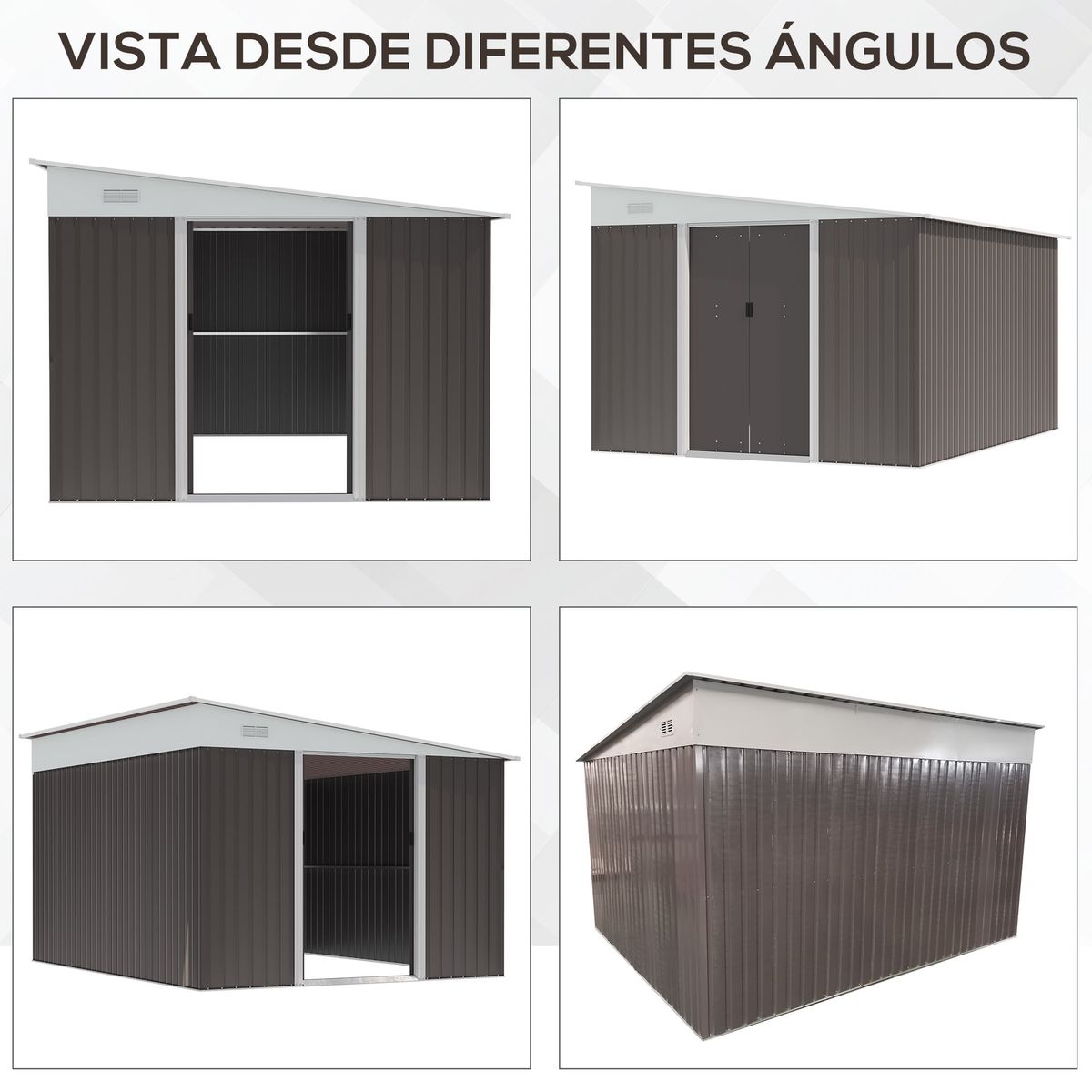 Caseta-de-jardin-Boston-Outsunny-doble-puerta-corredera-gris-201x280x345-cm