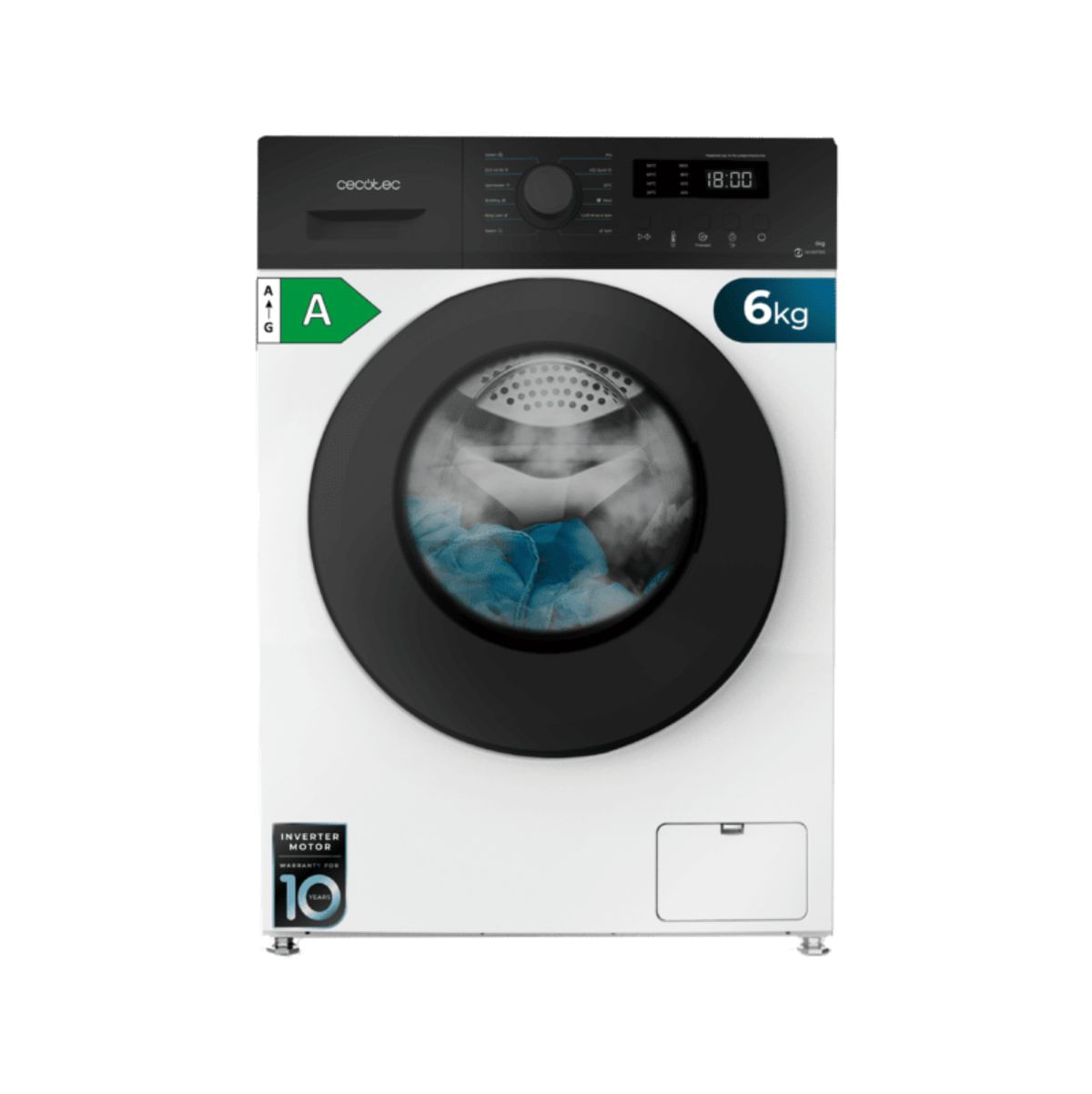 Lavadora-carga-frontal-Cecotec-Bolero-DressCode-6150-Inverter-6kg-1000-rpm-12-programas-blanco-negro-A-59-cm-eficiencia