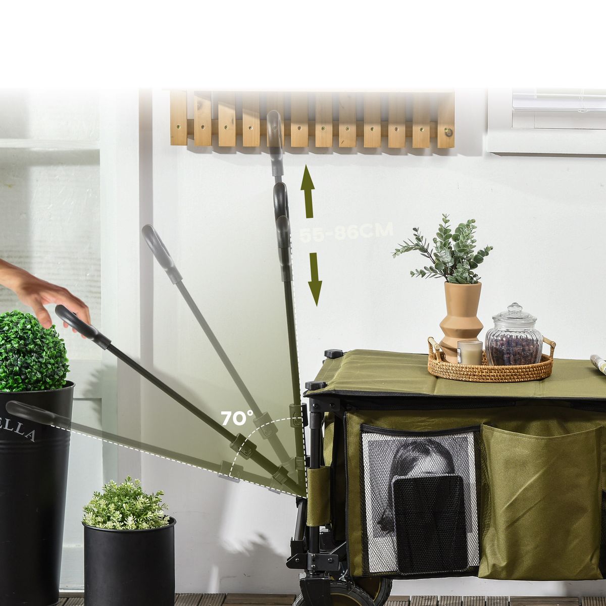 Carro-multifuncional-Bob-Outsunny-100kg-mango-plegable---bolsillos-verde-93x108x55-cm