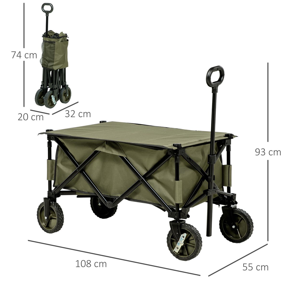 Carro-multifuncional-Bob-Outsunny-100kg-mango-plegable---bolsillos-verde-93x108x55-cm