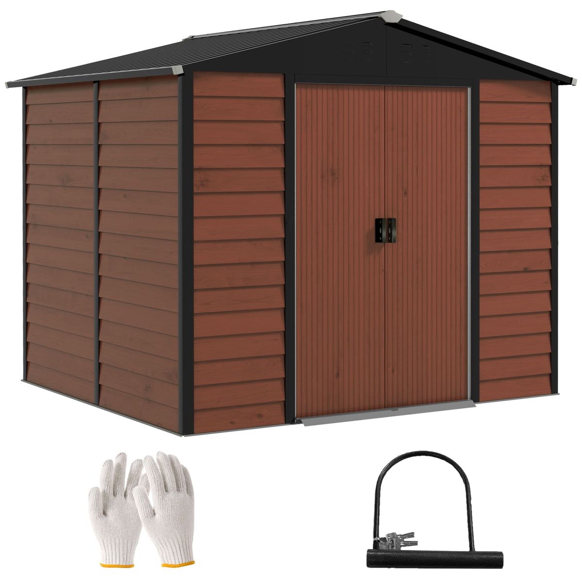 Caseta-de-jardin-Oxford-Outsunny-puertas-correderas---cerradura-marron-negro-198x240x206-cm-