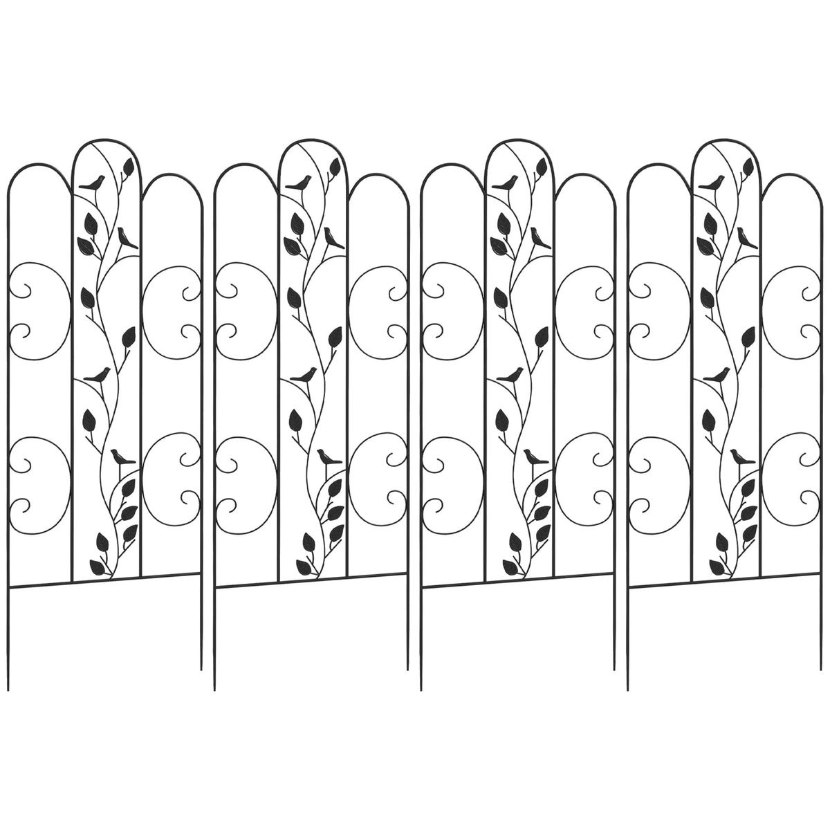 Pack-de-4-vallas-de-jardin-Robin-Outsunny-negro
