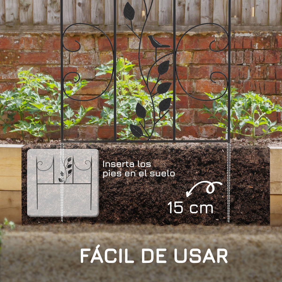 Pack-de-4-vallas-de-jardin-Robin-Outsunny-negro